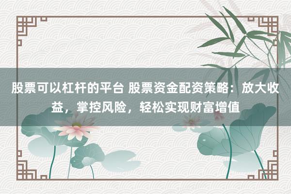 股票可以杠杆的平台 股票资金配资策略：放大收益，掌控风险，轻松实现财富增值