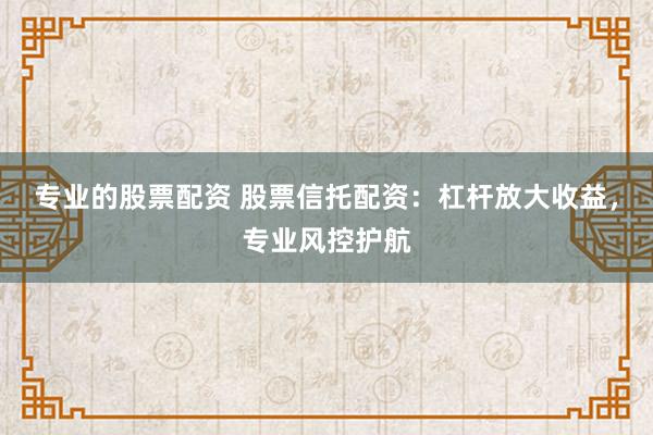 专业的股票配资 股票信托配资：杠杆放大收益，专业风控护航