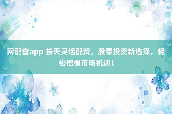 网配查app 按天灵活配资，股票投资新选择，轻松把握市场机遇！
