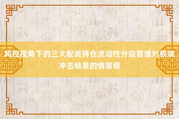 风控视角下的三大配资持仓流动性分级管理对极端冲击场景的情景假